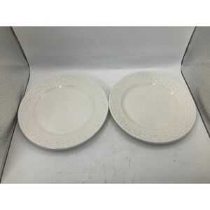 Gibson Home White Dinner Plates, Set‎ of 2, Woven Basketweave Design, Round